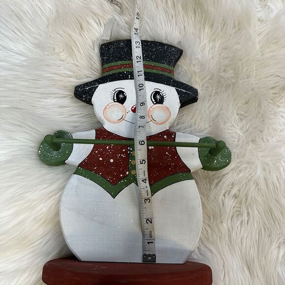 Vintage handmade snow man hand towel holder winter decoration - Picture 3 of 6